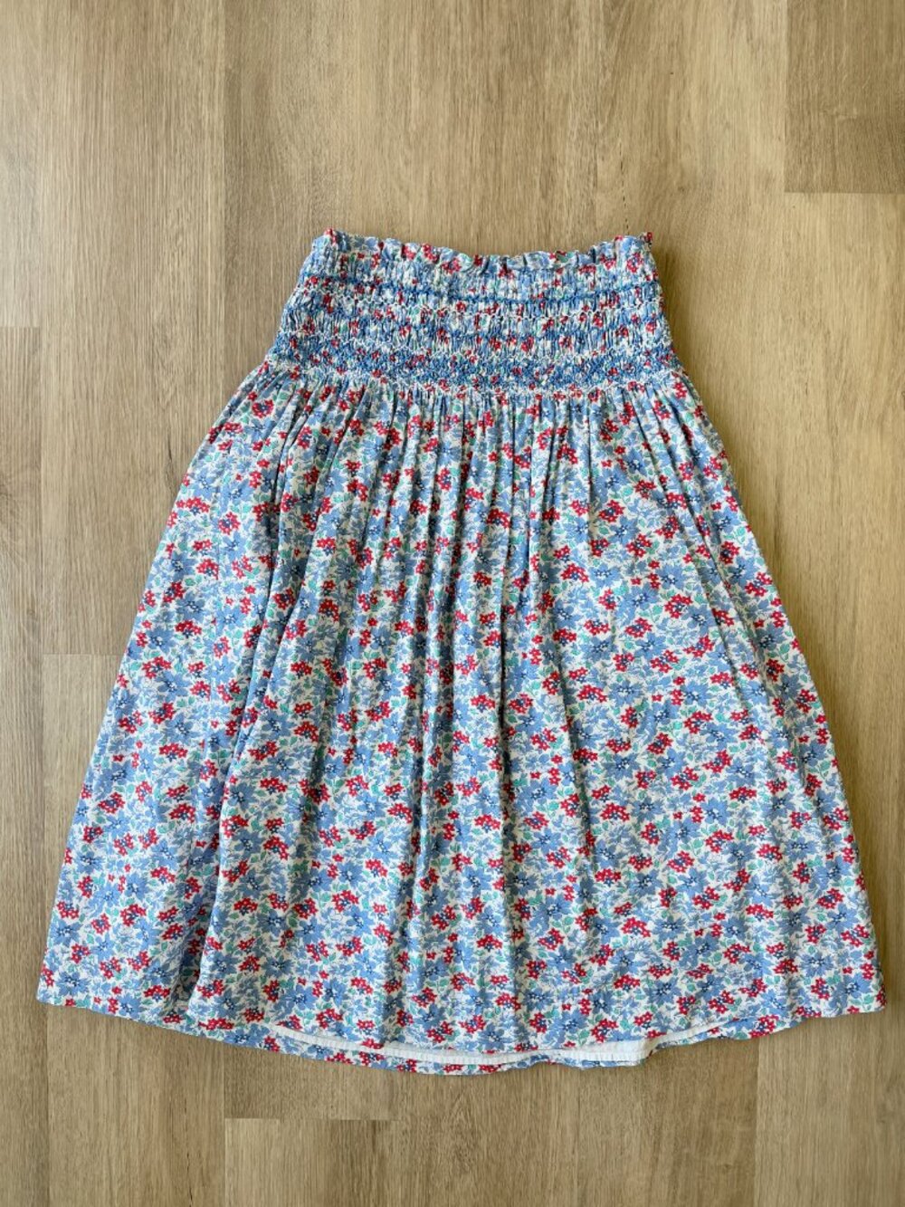 Sea New York Blue Floral A-Line Skirt with Red and Green Accents - Picture 7 of 7